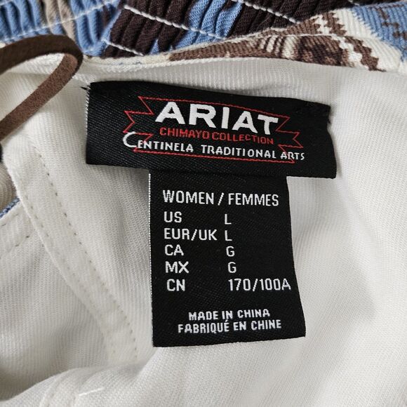 Ariat Dress Womens Large Chimayo Smocked Waist Centinela Traditional Arts Aztec - Picture 3 of 10